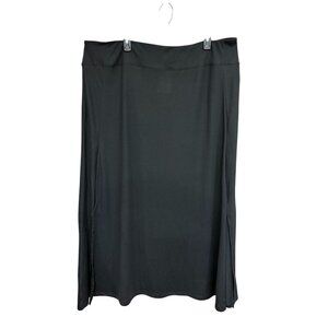 Cuddl Duds Womens 2X Black Skirt With Side Slits Polyester/Spandex Blend